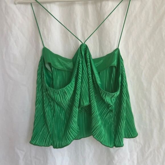 Good American Plisse Bungee Strap Crop Top in Summer Green - Size 1/2 Size S/M - Picture 10 of 13